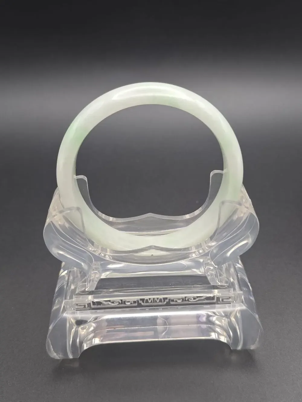 GIA Certified Type A Jadeite Jade Bangle Bracelet, Mottled Grayish Green, 46g